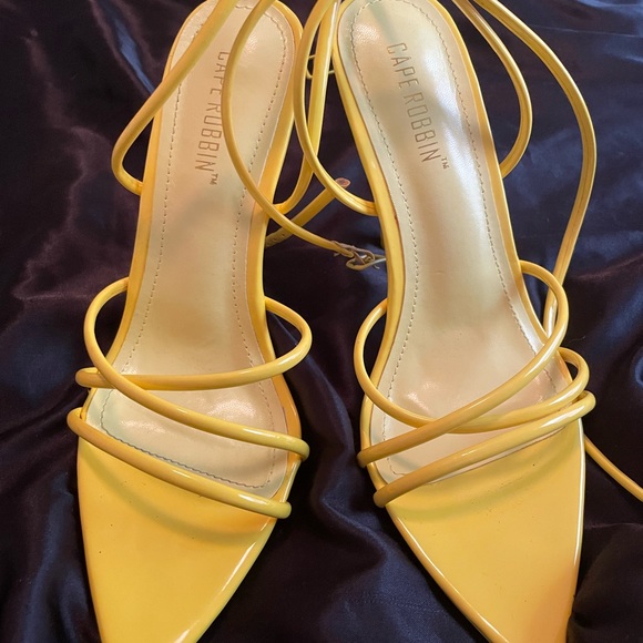 Yellow Strap up Heels - Picture 3 of 6